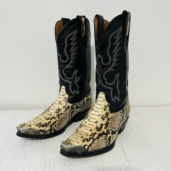 Dos De Oro Boots Python Two Tone J-Toe Casual Western Cowboy Men 5 - Picture 1 of 16